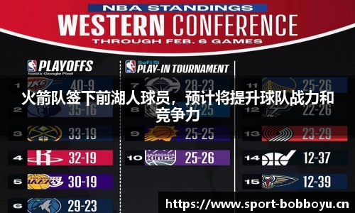 火箭队签下前湖人球员，预计将提升球队战力和竞争力